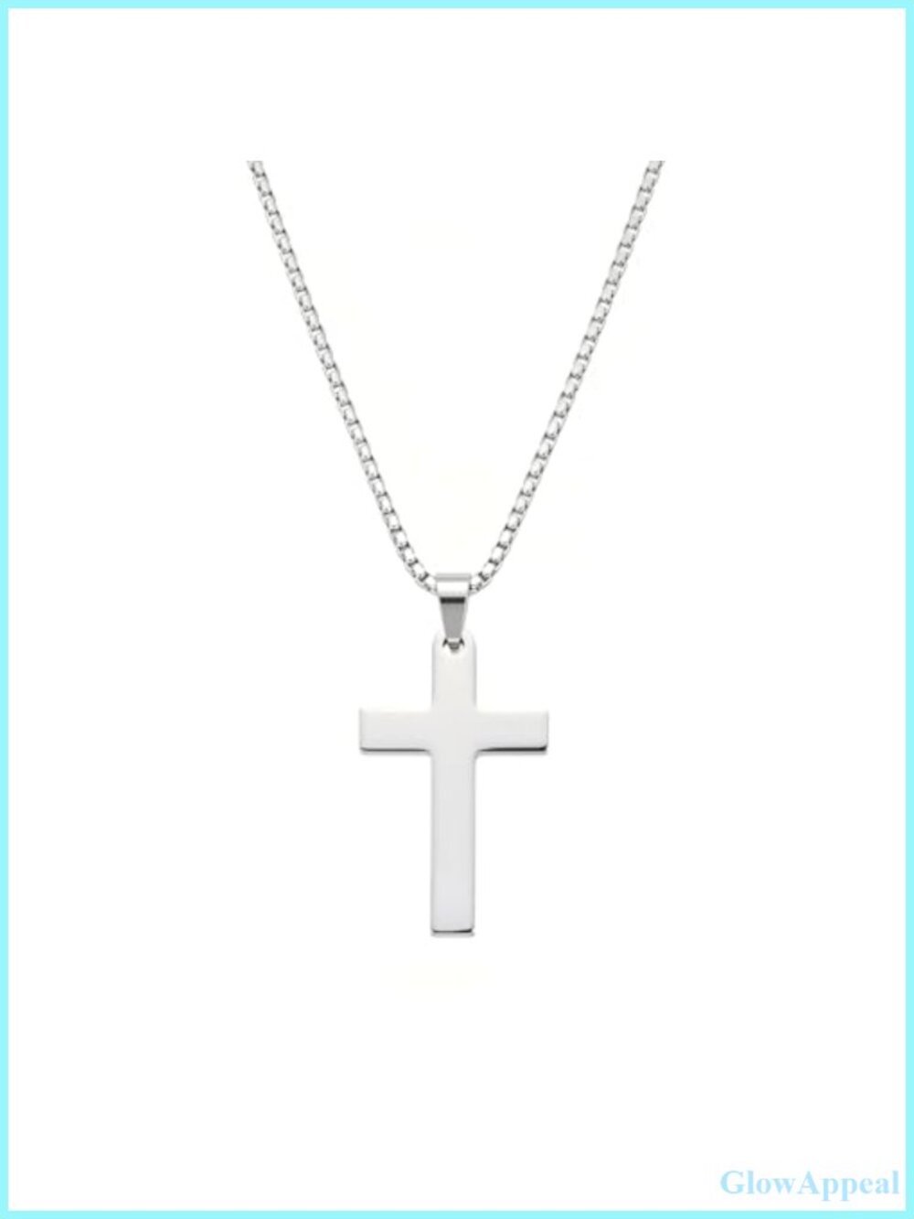 Stainless Steel Cross Necklace Unisex Box Chain 20in Faith Gift